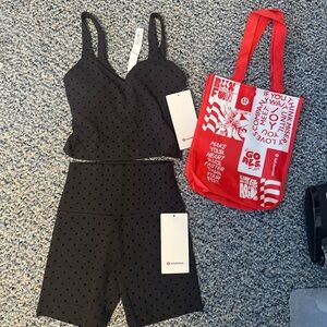 NWT LULULEMON Polka Flock Black Set: Align Tank Top and Align Shorts 6”
